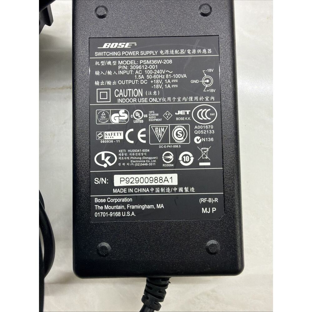 Genuine BOSE SoundDock Power Supply AC Adapter PSM36W-208 OEM - (Not 4 Pin) - Picture 4 of 6